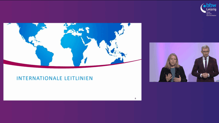 Dr. Sylvia Meuret und Prof. Dr. Fuchs im Livestream des AVWS-Fachtags 2025